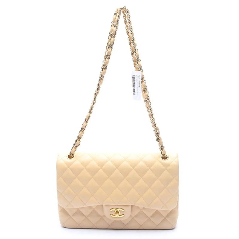 Chanel Classic Flap 11.12 Large Shoulder Bag Beige