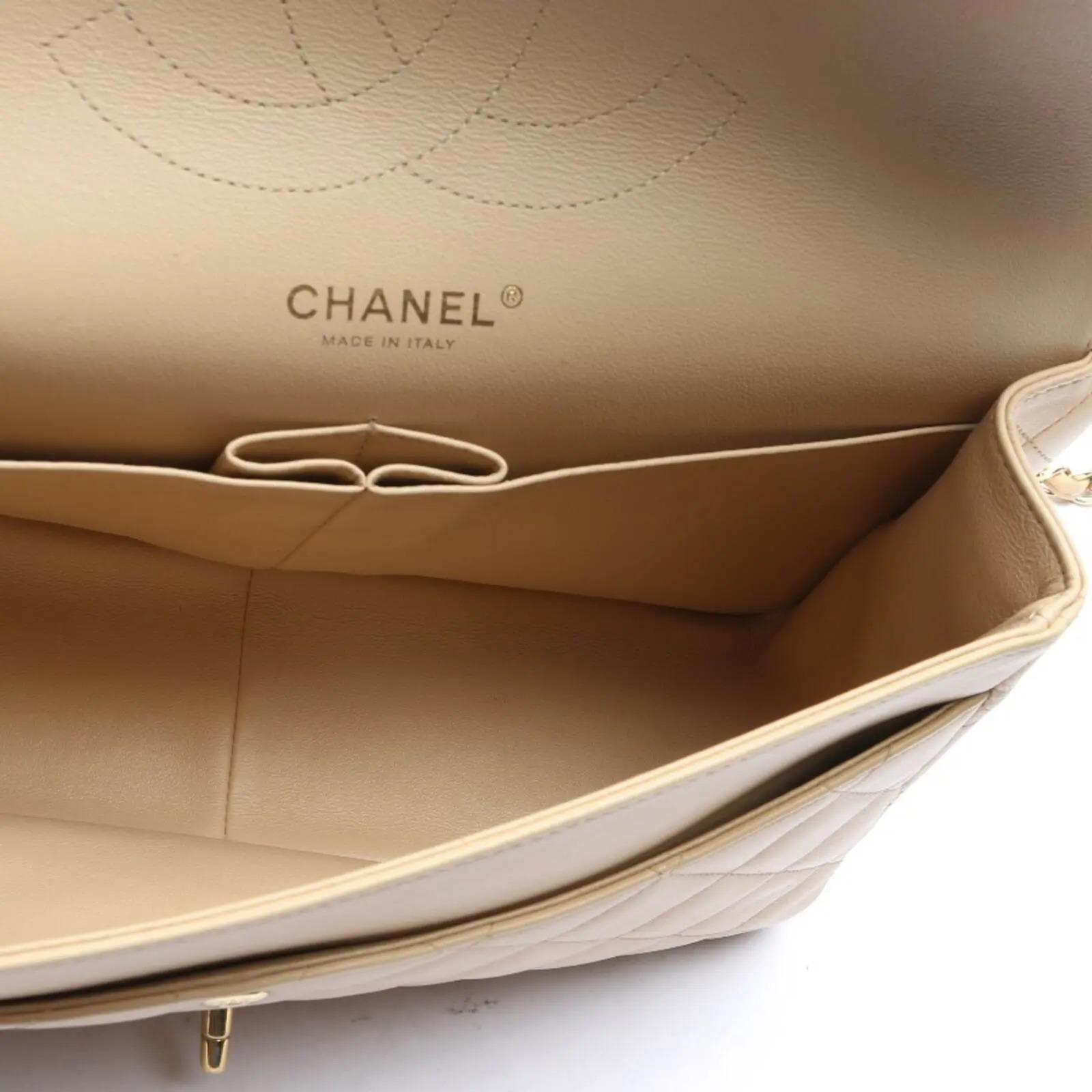 Chanel Classic Flap 11.12 Large Shoulder Bag Beige - Image 4